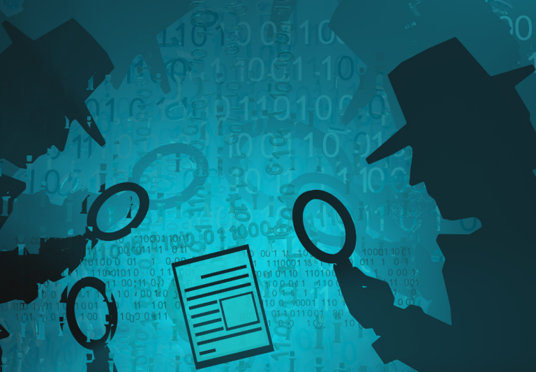 Detectives looking over clues for a mystery