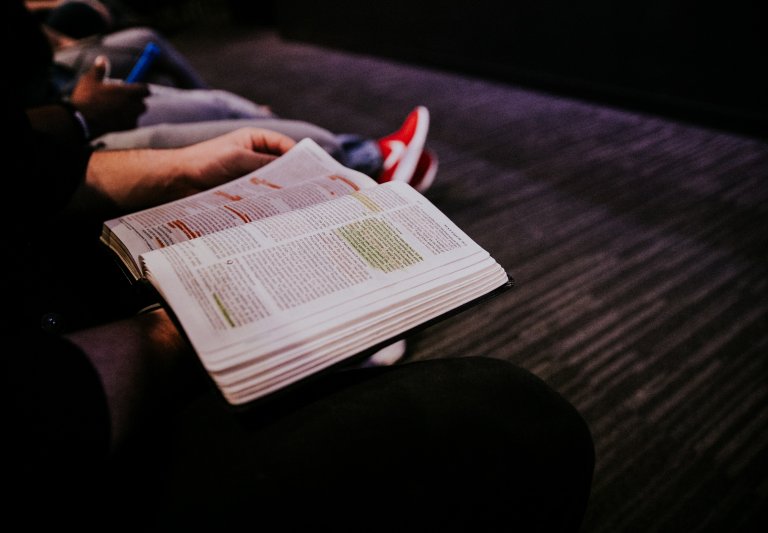 Student studying book