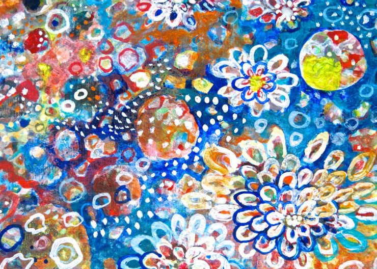 A colorful, painted example of art created in in Saturday Academy’s Art of Math summer camp 