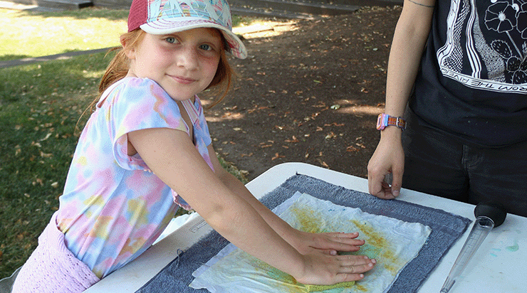 Summer Camp Student creating homemade paper