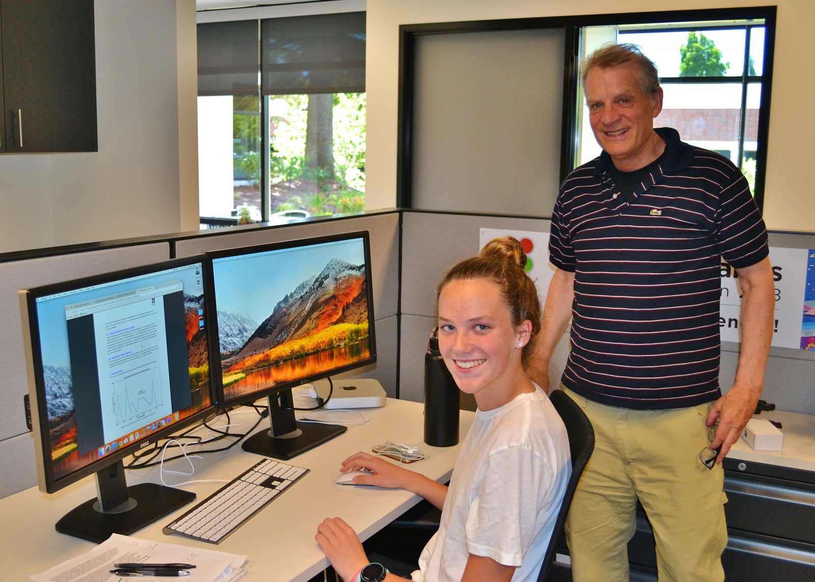 ASE Intern Elizabeth Brands with mentor Iain Johnson at Lumencor (2018)