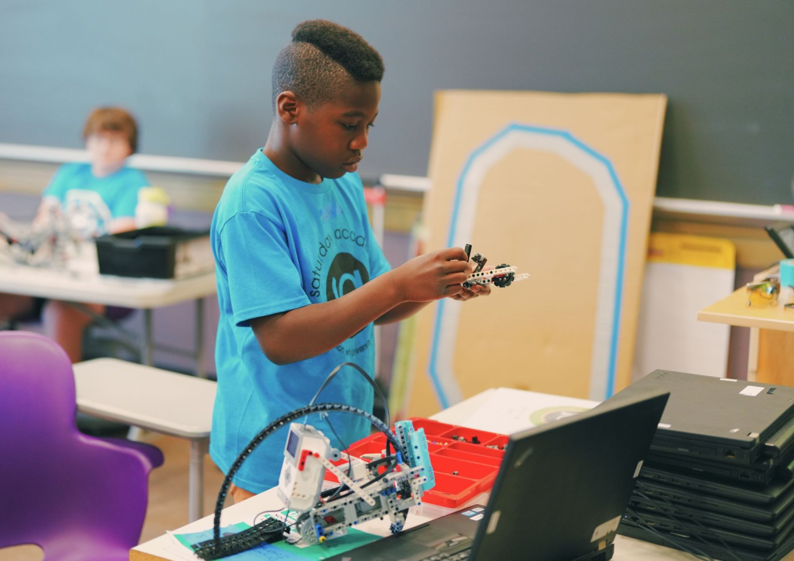 Camper working on LEGO robot