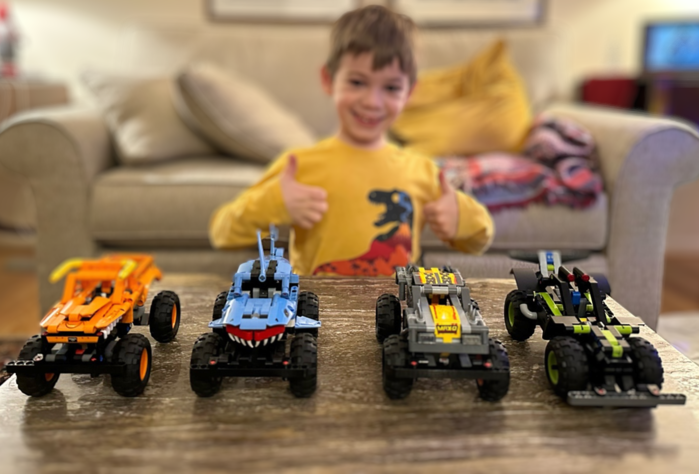 LEGO cars and the young Saturday Academy camper that built them